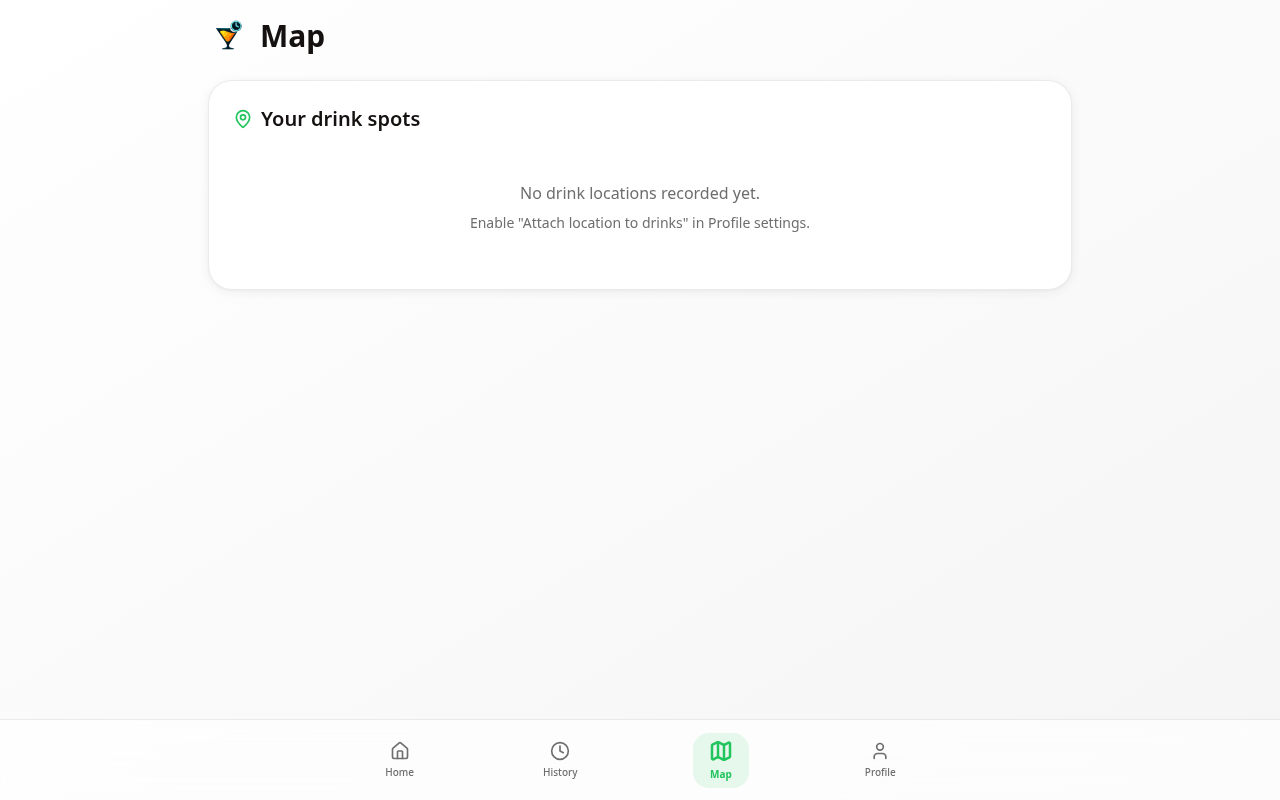 SobrTime map view for privately reviewing drink locations stored on the device